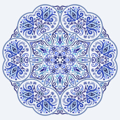 Vector blue decorative floral ethnic illustration