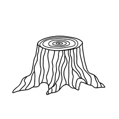 Tree stump line vector icon