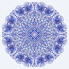 Vector blue decorative floral ethnic illustration