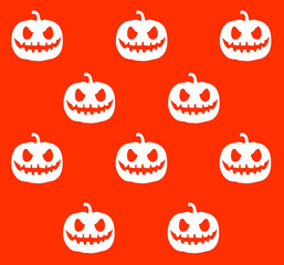 Halloween pattern with pumpkins, traditional colors white and orange