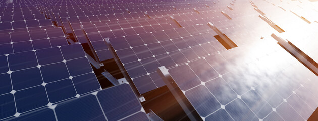 Solar panels array system. Photovoltaic, clean energy technology