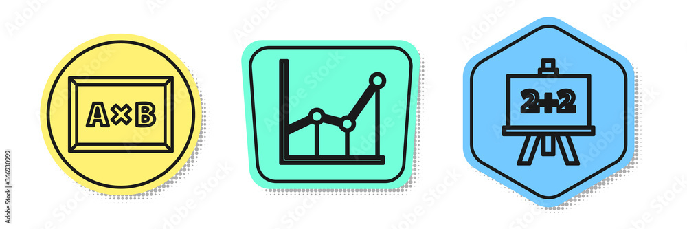 Fototapete set line calculation, sigma symbol and calculator. colored shapes. vector.