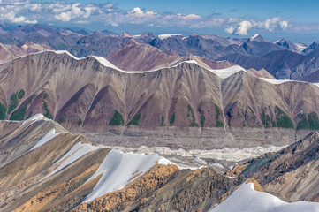 Aerial view over the Central Tian Shan Mountain range, Border of Kyrgyzstan and China, Kyrgyzstan