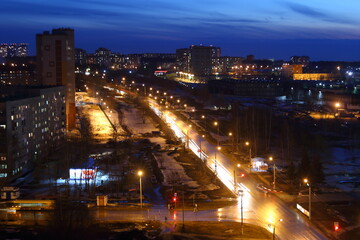 Fototapeta na wymiar night city, evening street lights