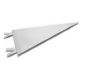 Blank Small Vintage College Pennant for branding, 3d render illustration.