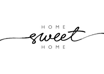 Home Sweet Home Tinte Pinsel Vektor-Schriftzug. Moderne handgeschriebene Vektorkalligraphie des Slogans. Schwarze Lackbeschriftung isoliert auf weißem Hintergrund. Für Einweihungsplakate, Grußkarten, Textildruck