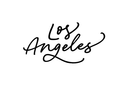 Los Angeles ink brush vector lettering. Modern slogan handwritten vector calligraphy. Black paint lettering isolated on white background. Postcard, greeting card, t shirt decorative print. 