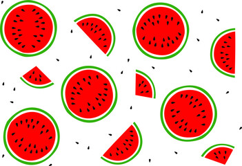 Summer vector flat modern pattern with watermelons
