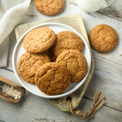 Traditional homemade ginger snaps or oatmeal cookies