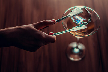 glass of martini and ice