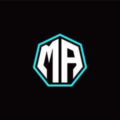 M A initials modern polygon logo template