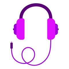 Purple headphones on a white background, sign for design, vector illustration