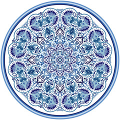 Vector blue decorative floral ethnic illustration