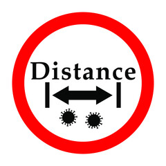 Red sign distance on a white background, vector illustration