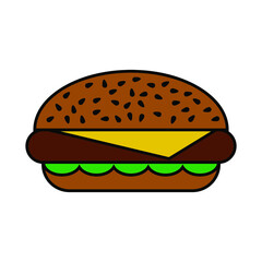 Cheeseburger on a white background, icon for design, vector illustration