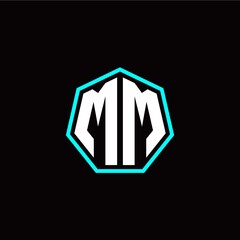 M M initials modern polygon logo template
