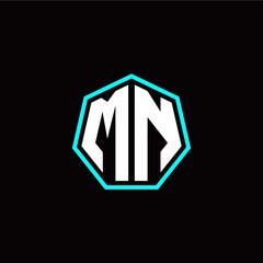 M N initials modern polygon logo template
