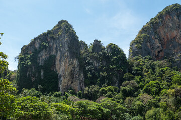 Mountain with dense forest, at Railay Beach, near Ao Nang in southern Thailand