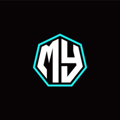 M Y initials modern polygon logo template