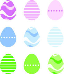 Easter eggs with minimalism flat ornaments