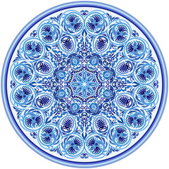 Vector blue decorative floral ethnic illustration