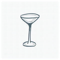 Martini glass. Simple doodle picture. Vector illustration.