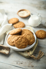 Traditional homemade ginger snaps or oatmeal cookies