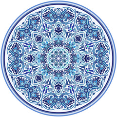 Vector blue decorative floral ethnic illustration