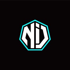 N I initials modern polygon logo template