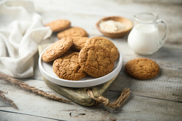 Traditional homemade ginger snaps or oatmeal cookies