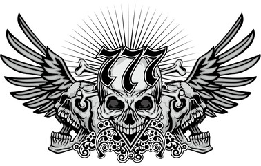 Fototapeta premium Gothic sign with skull, grunge vintage design t shirts