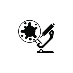 Virus, bacteria and microscope icon, symbol, sign. coronavirus, COVID-19 icon, logo black on white background. 2019-ncov simple