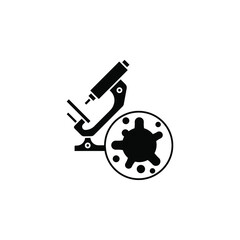 Virus, bacteria and microscope icon, symbol, sign. coronavirus, COVID-19 icon, logo black on white background. 2019-ncov simple