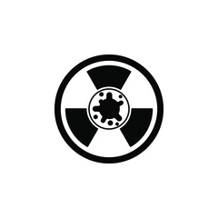 Virus, bacteria and radiation sign icon, symbol. coronavirus, COVID-19 icon, logo black on white background. 2019-ncov simple