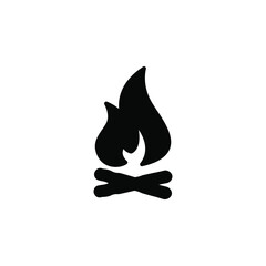 campfire with firewood icon. Simple sign, logo. fireWood in fire. Bonfire. Camp fireplace