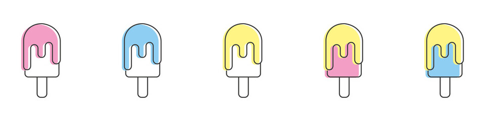 Ice cream icons set. Cooling summer desserts. Vector illustration
