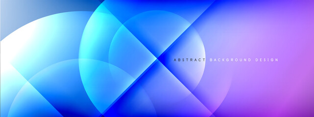 Vector abstract background - circle and cross on fluid gradient with shadows and light effects. Techno or business shiny design templates for text