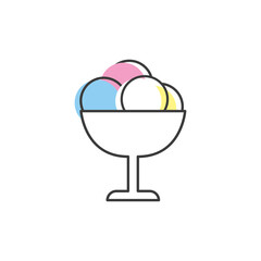 Ice cream icon. Cooling summer dessert. Vector illustration
