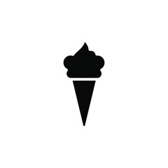 Ice cream in waffle cone icon. Simple sign, logo