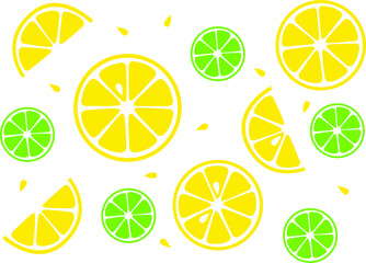 Summer citrus vector flat modern pattern with lemons, limes, grapefruit