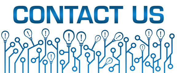 Contact Us Blue Circuits Bottom Bulbs Top Horizontal Text 