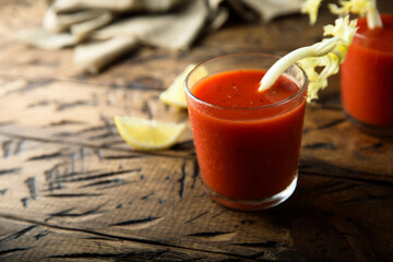 Homemade Bloody Mary with fresh celery