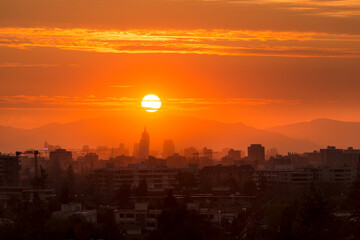 Sunset over downtown Santiago deChile