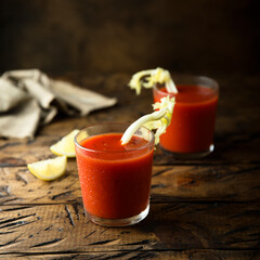Homemade Bloody Mary with fresh celery