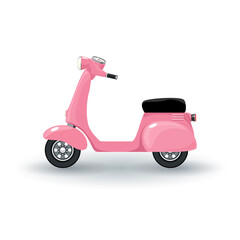Pink vintage scooter isolated on white background, vector illustration