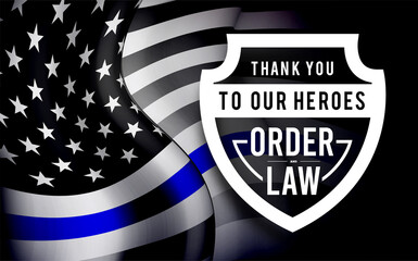 Thin blue line usa flag. Police symbol. Vector illustration