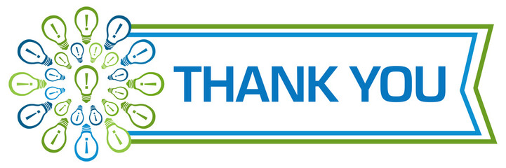 Thank You Green Blue Bulbs Circular Left Box 