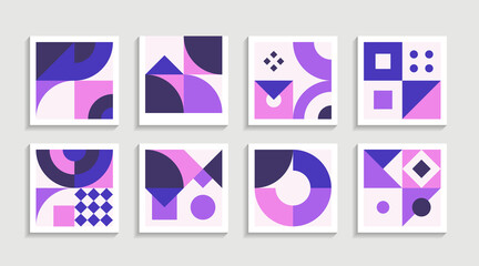 Modern Geometric artwork poster set with simple shape and figure. Abstract minimalist pattern design style for web, banner, business presentation, branding package, fabric print, wallpaper
