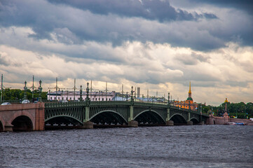 Fototapeta premium Bridge over the river, Neva, Saint Petersburg, Russia