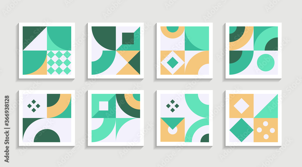 Poster Modern Geometric artwork poster set with simple shape and figure. Abstract minimalist pattern design style for web, banner, business presentation, branding package, fabric print, wallpaper